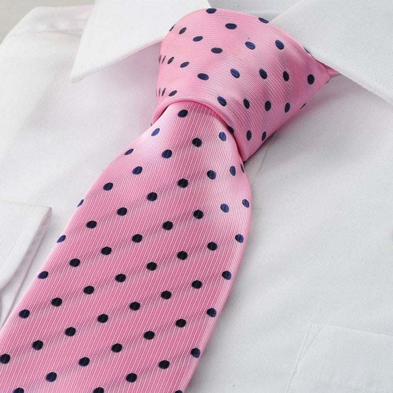 KissTies Mens Pink Necktie Polka Dot Ties For Men Classic Dressing Tie + Gift Box - Image 3